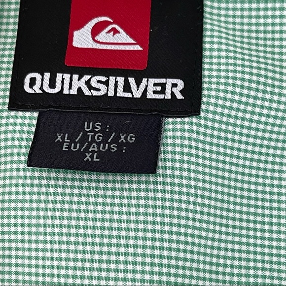 QUIKSILVER button down shirt Casual short sleeve shirt Men’s green white XL - Picture 6 of 10
